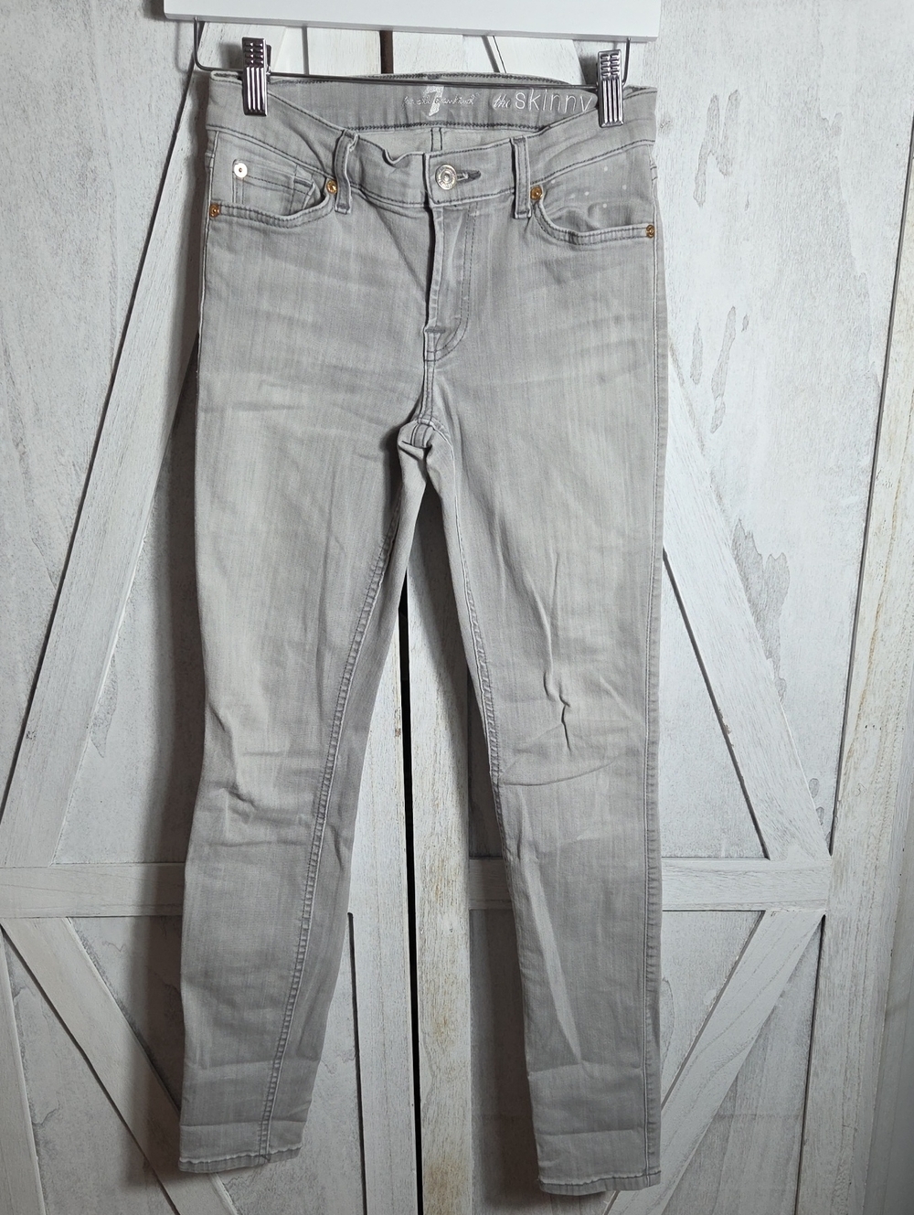 7 For All Mankind Gray Skinny Jeans Size 27